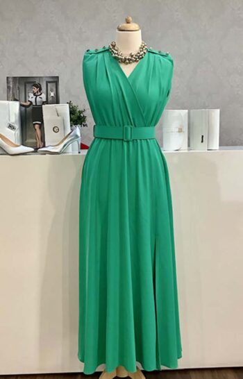 1422 Gréta zöld hosszú ruha