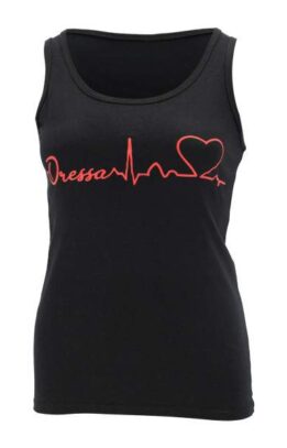 Dressa Cuore EKG szívdobbanás mintás pamut női trikó - fekete